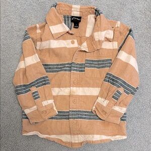 Art Class Tan 100% cotton Button Down Shirt with Stripes